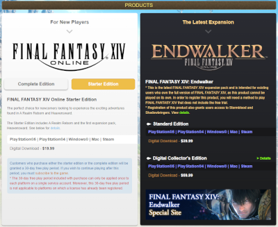 FFXIV Upgrade from Free Trial
