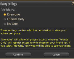 Adventurer Plate Privacy Settings
