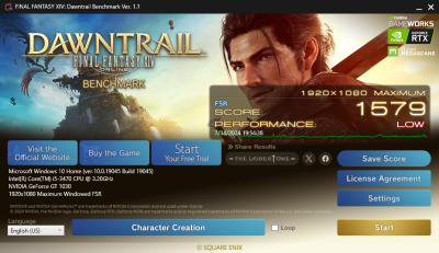 Final Fantasy XIV - Dawntrail Benchmark Tool